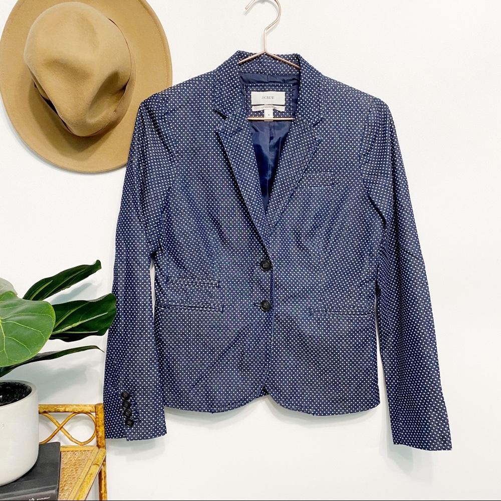 j.crew | schoolboy blazer navy indigo polka dot preppy 0